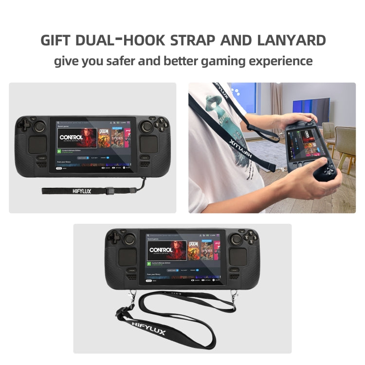 For Steam Deck Hifylux ST-PF14 Game Console Silicone Case Anti-scratch Non-slip Handheld Case Lanyard, Silicone Case Black, Silicone Case Blue, Silicone Case Red, Silicone Case Orange