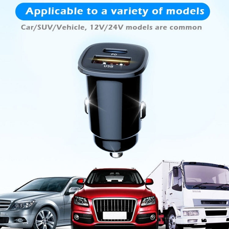 PD 30W Dual Port USB Super Fast Charge Car Charger, 30W Black