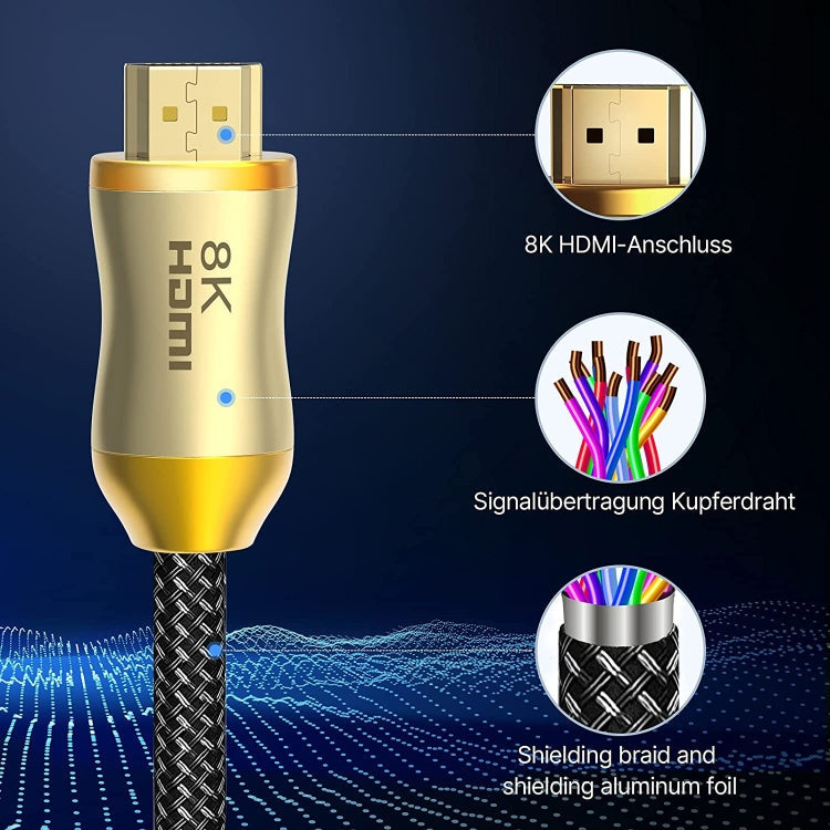 CO-HD801 2m HDMI 2.1 Version 8K 60Hz For PS4 Cable Projector Notebook Set-Top Box Cable(Gold)