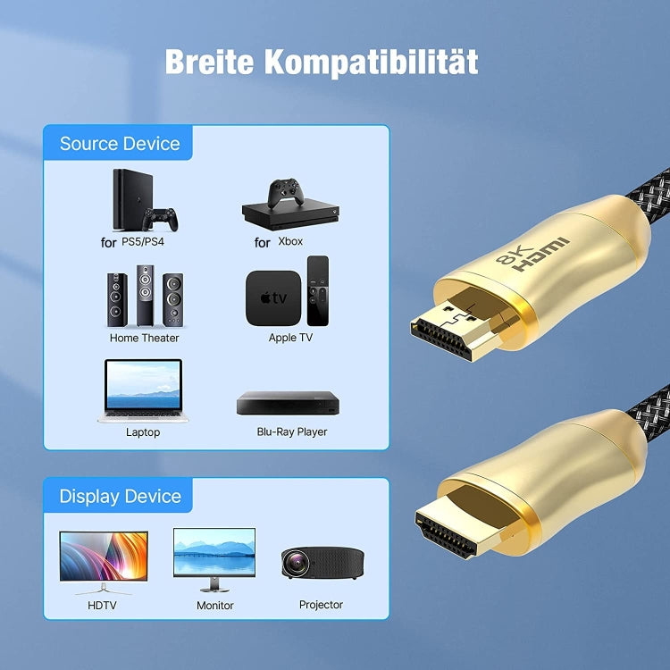 CO-HD801 2m HDMI 2.1 Version 8K 60Hz For PS4 Cable Projector Notebook Set-Top Box Cable(Gold)
