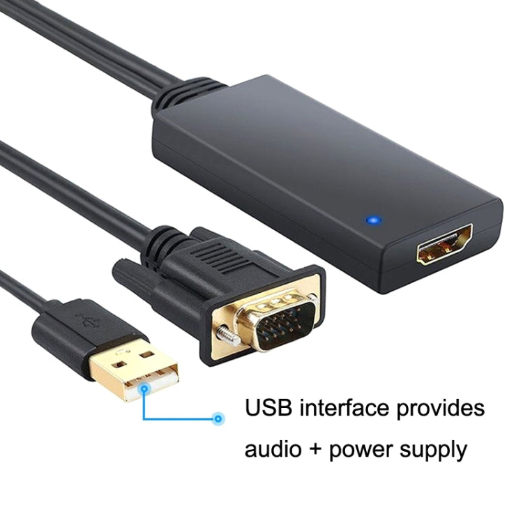 HD55Y VGA To HDMI Adapter Cable VGA? To HD 1080P Converter With Power Supply(Black)