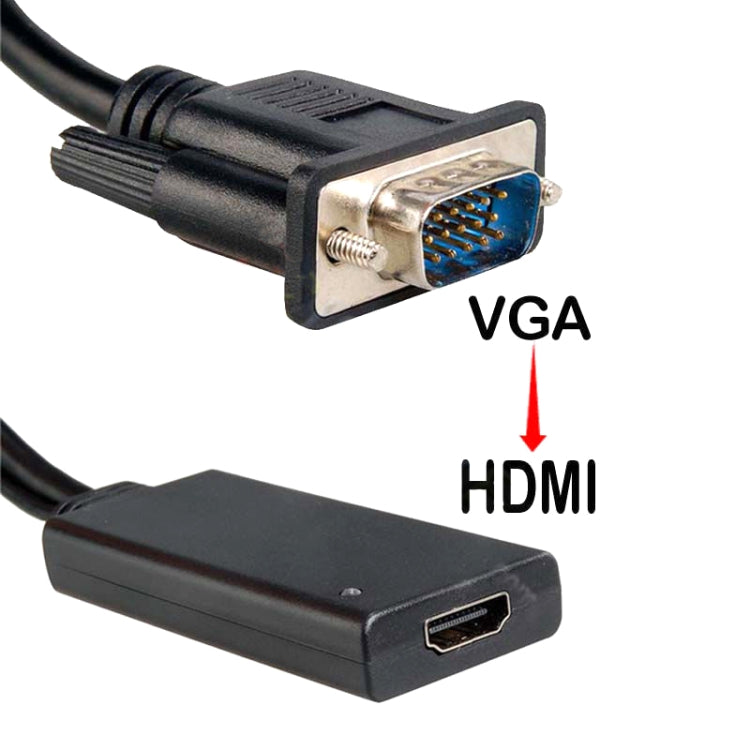 HD55Y VGA To HDMI Adapter Cable VGA? To HD 1080P Converter With Power Supply(Black)