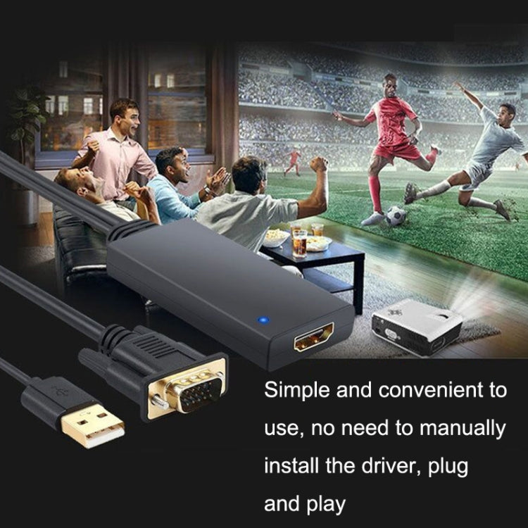 HD55Y VGA To HDMI Adapter Cable VGA? To HD 1080P Converter With Power Supply(Black)