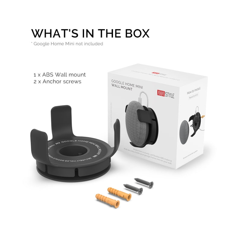 AhaStyle PT62 Wall Bracket Smart Speaker Bracket, For Amazon Echo Dot 3 Black, For Amazon Echo Dot 3 White, For Google Home Mini Black, For Google Home Mini White