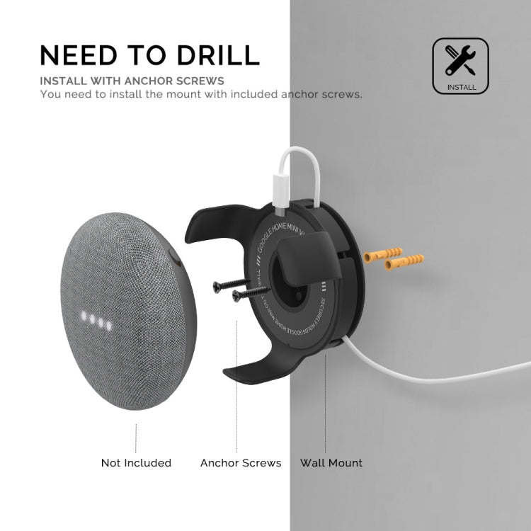 AhaStyle PT62 Wall Bracket Smart Speaker Bracket, For Amazon Echo Dot 3 Black, For Amazon Echo Dot 3 White, For Google Home Mini Black, For Google Home Mini White