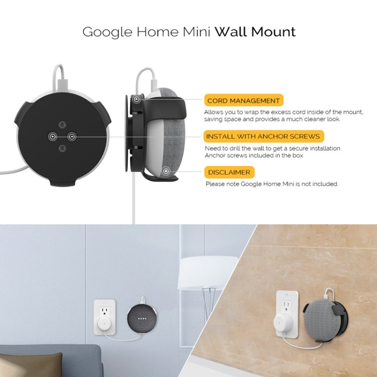 AhaStyle PT62 Wall Bracket Smart Speaker Bracket, For Amazon Echo Dot 3 Black, For Amazon Echo Dot 3 White, For Google Home Mini Black, For Google Home Mini White