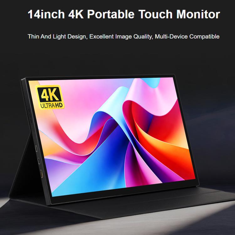 Luckfox 14-Inch 4K Portable Touchscreen Monitor With Magnetic Protective Case 3840x2160 HDR IPS Display, Full Lamination, 10-Point Capacitive Touch, EU Plug, US Plug, UK Plug