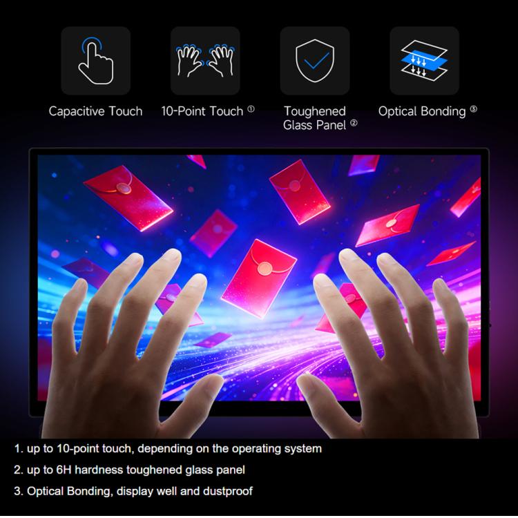 Luckfox 14-Inch 4K Portable Touchscreen Monitor With Magnetic Protective Case 3840x2160 HDR IPS Display, Full Lamination, 10-Point Capacitive Touch, EU Plug, US Plug, UK Plug