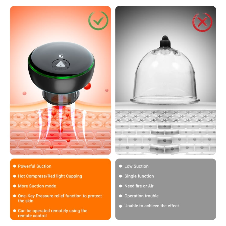 Intelligent Cupper With Breathing Light Electric Heated Scraping Instrument Meridian Unblocking Massage Instrument(Black)