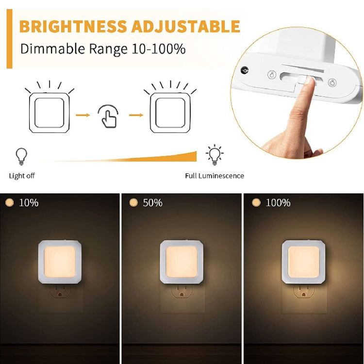 0.6W Stepless Dimming Induction Night Light Square Light Guide Plate Baby Night Light(EU PLug)