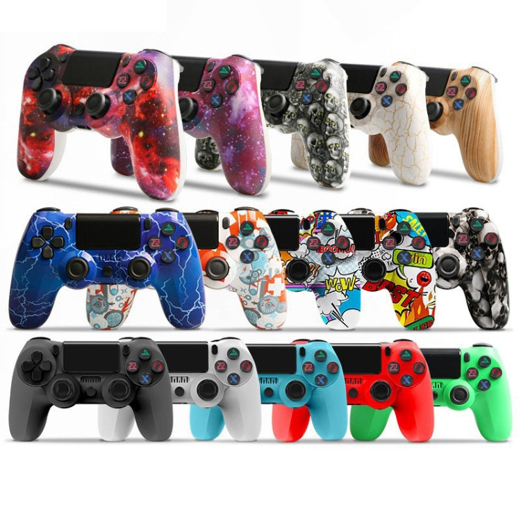 For PS4 Wireless Bluetooth Game Controller With Light Strip Dual Vibration Game Handle, White, Black, Red, Blue, Green, Rose Red, Letter, Line, Fire Ghost, Cartoon, Hulk, Skeleton, Gear, Lightning, Flame, Cloud, Burst, Wood Grain, Star Red             ...