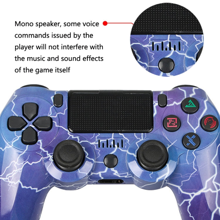 For PS4 Wireless Bluetooth Game Controller With Light Strip Dual Vibration Game Handle, White, Black, Red, Blue, Green, Rose Red, Letter, Line, Fire Ghost, Cartoon, Hulk, Skeleton, Gear, Lightning, Flame, Cloud, Burst, Wood Grain, Star Red             ...