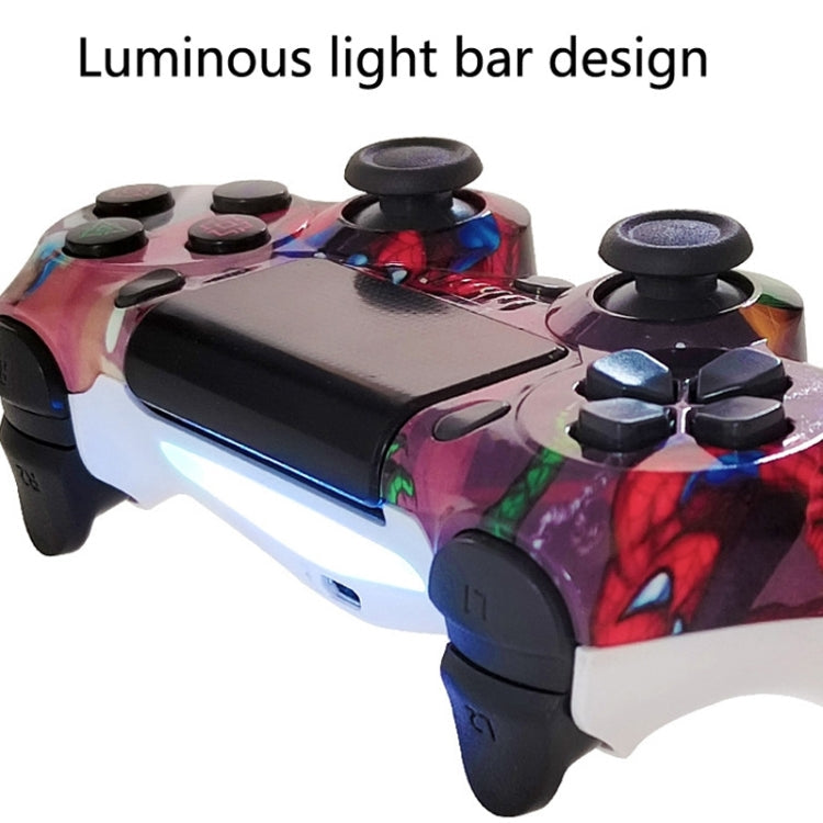 For PS4 Wireless Bluetooth Game Controller With Light Strip Dual Vibration Game Handle, White, Black, Red, Blue, Green, Rose Red, Letter, Line, Fire Ghost, Cartoon, Hulk, Skeleton, Gear, Lightning, Flame, Cloud, Burst, Wood Grain, Star Red             ...