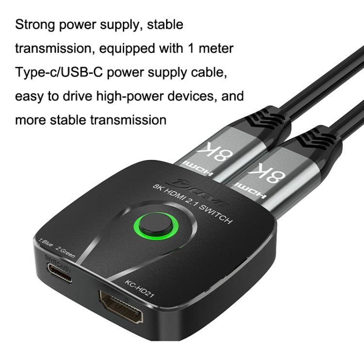 HDMI2.1 Switch 2 In 1 Out 8K 60Hz HD Conversion For Xbox HDMI One-way Transmission(Black)