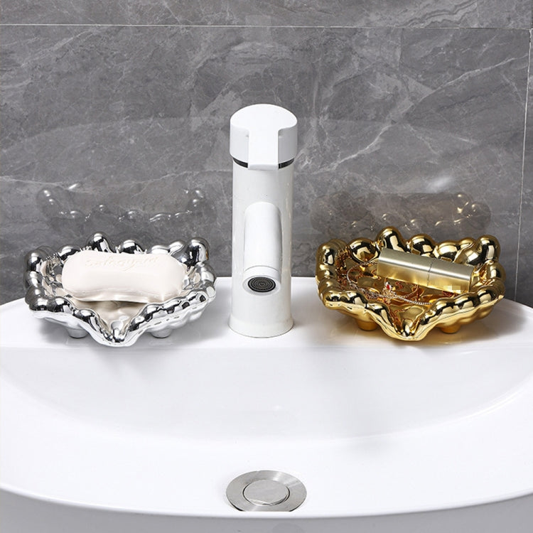 Electroplating Soap Box Fragrance Toilet Free Punch Drain Soap Holder(Golden)