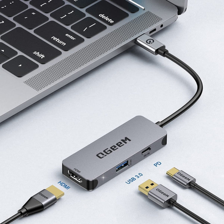QGeeM UH03-1 USB3.0 Multifunctional Docking Station Type-C PD100W HUB(3 in 1)