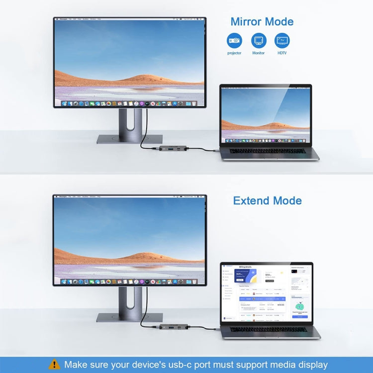 QGeeM UH03-1 USB3.0 Multifunctional Docking Station Type-C PD100W HUB(3 in 1)