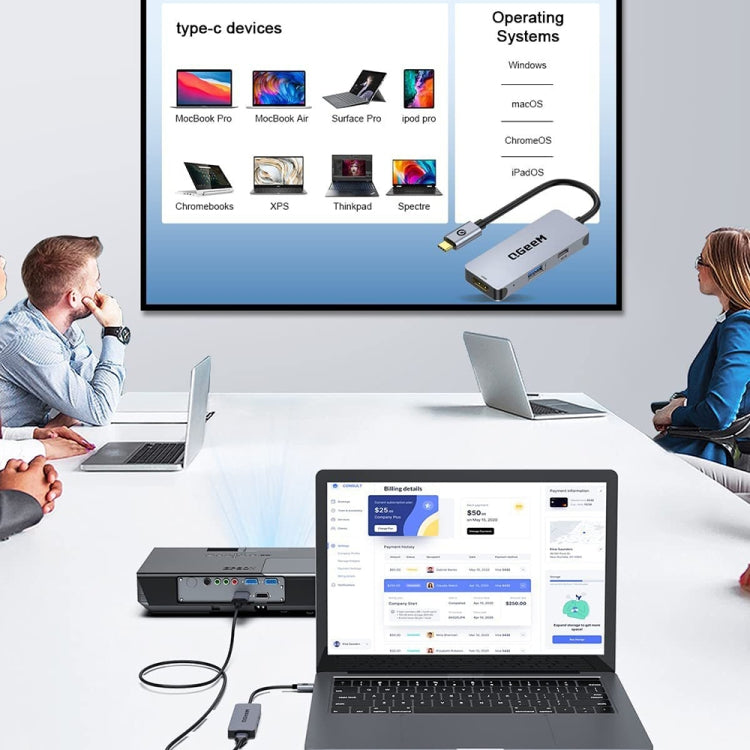 QGeeM UH03-1 USB3.0 Multifunctional Docking Station Type-C PD100W HUB(3 in 1)
