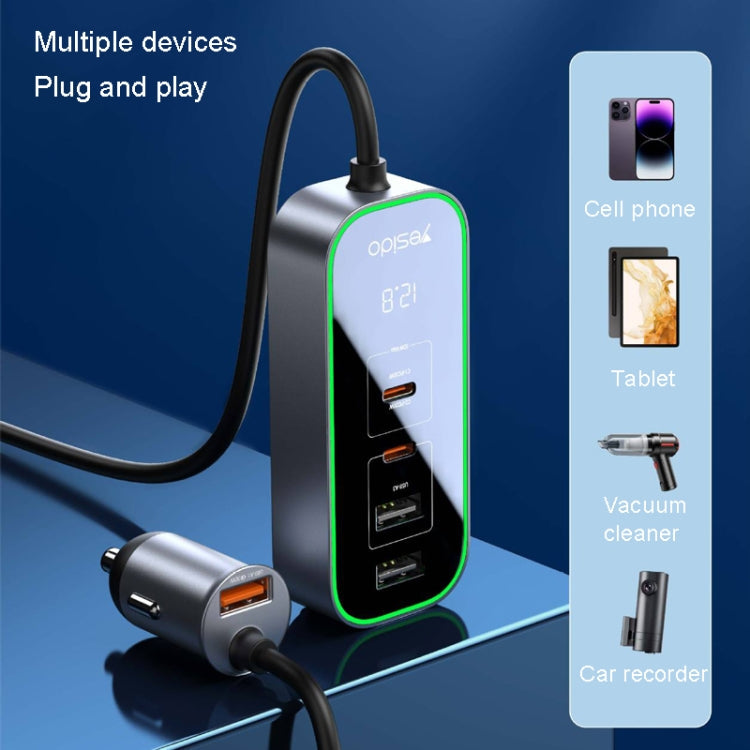 Yesido Y53 QC3.0 Car Charger 97W Five Ports Fast Charged(Black)