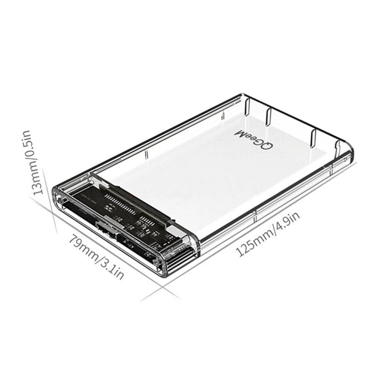 Type-C/USB-C QGeeM USB3.0 Transparent High-Speed 2.5 Inch Universal Laptop External Hard Disk Box