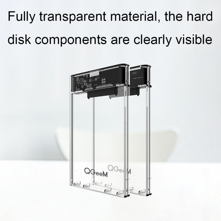 Type-C/USB-C QGeeM USB3.0 Transparent High-Speed 2.5 Inch Universal Laptop External Hard Disk Box