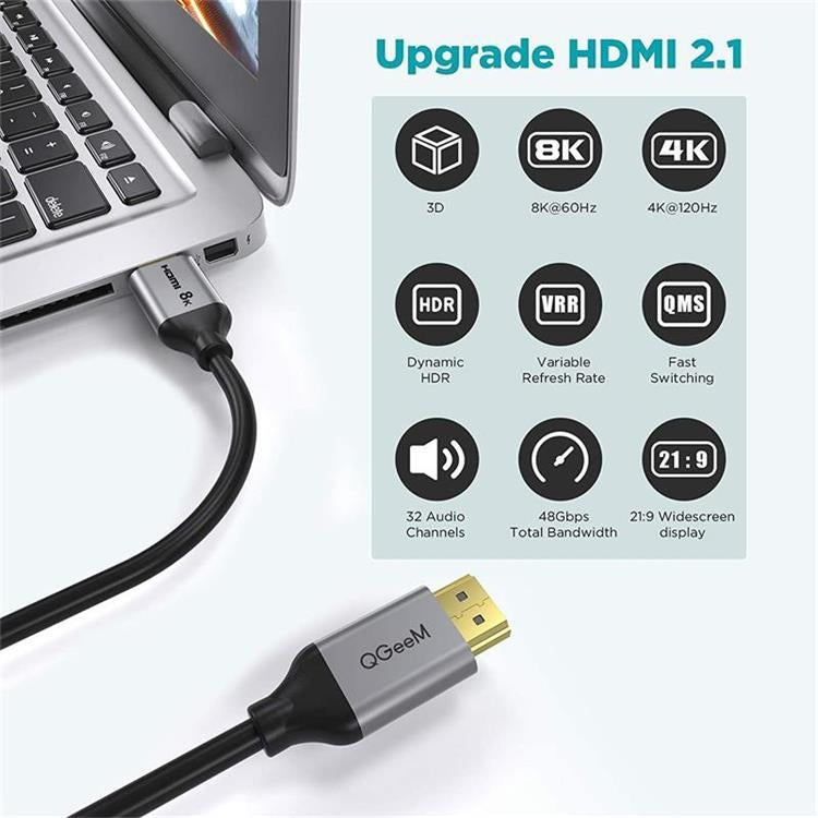 QGeeM QG-AV17 HDMI To HDMI Connection Cable Support 8K&60Hz 1m Length