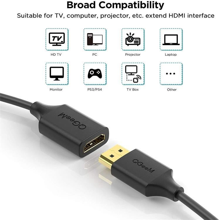QGeeM QG-HD19 4K HDMI 2.0 Extension Cable Supports 3D, HD, 2160p, Compatible With Roku Fire Stick 3m Length