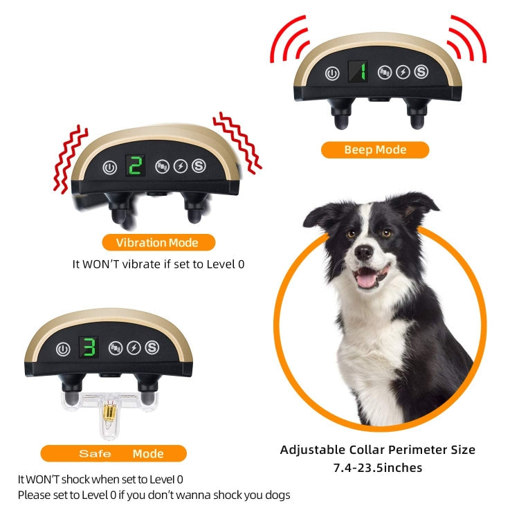 USB Rechargeable Waterproof Dog Bark Collar With Vibration And Beep(Gold)