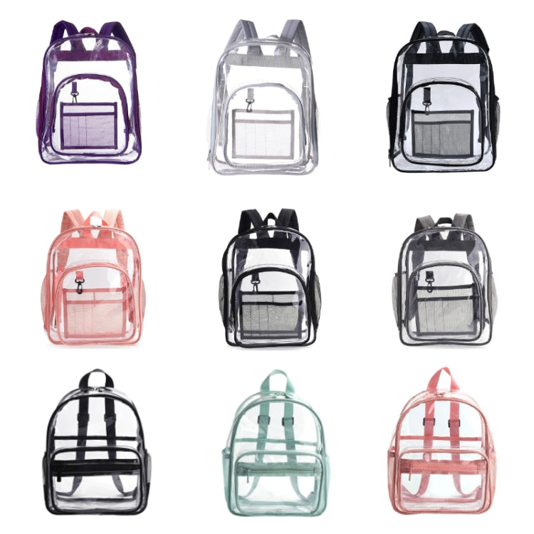 PVC Transparent Waterproof Backpack Student School Bag, Color: Candy Color Black
