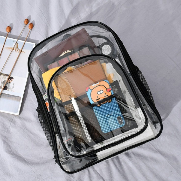 PVC Transparent Waterproof Backpack Student School Bag, Color: Candy Color Black