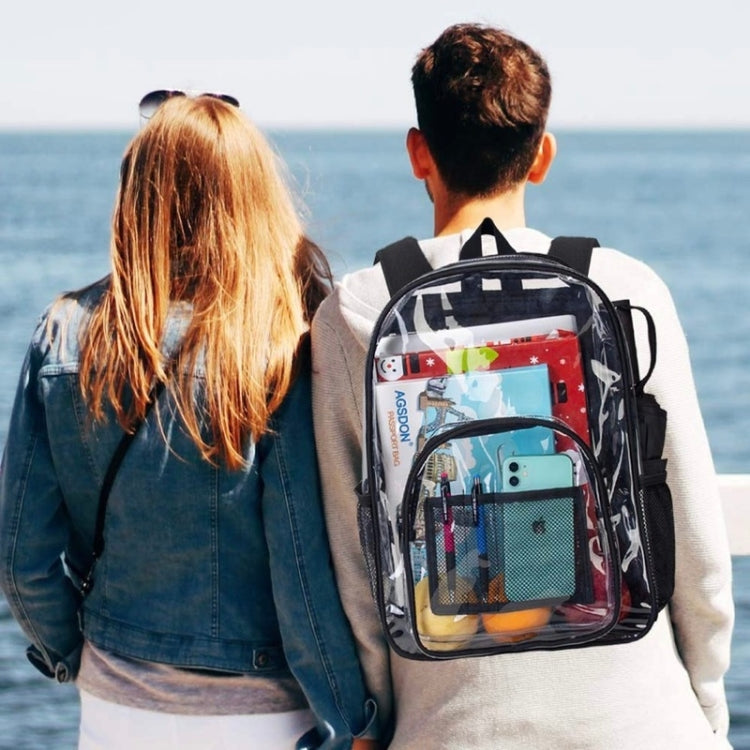 PVC Transparent Waterproof Backpack Student School Bag, Color: Candy Color Black