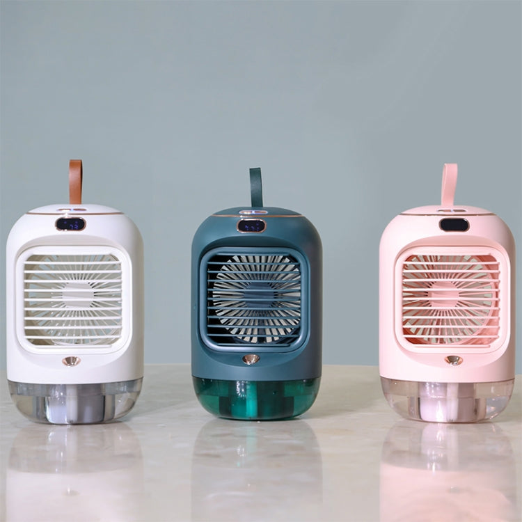 RD22 Rotating Humidification Fan Warm Light Atmosphere Light Automatic Shaking Head with Digital Display Air Cooler(Pink)