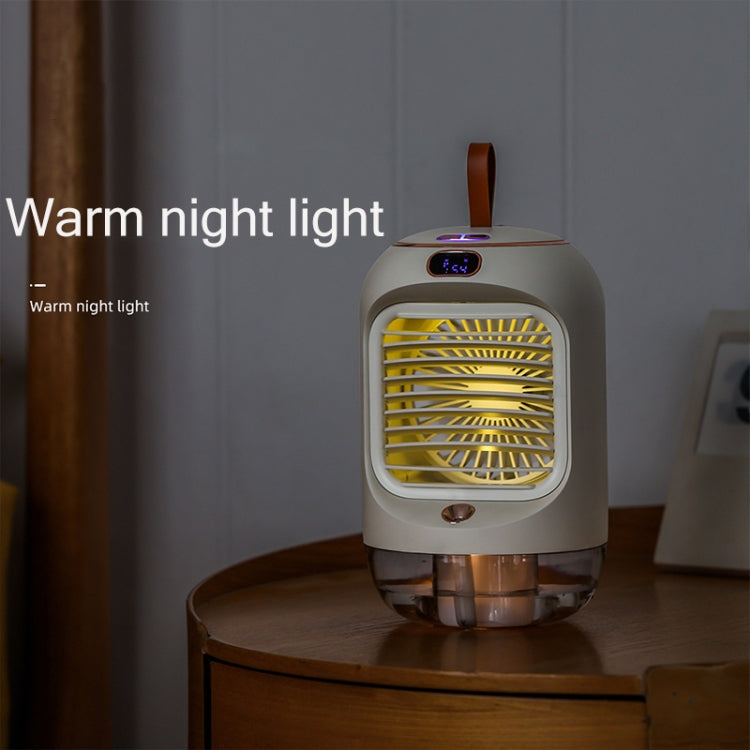 RD22 Rotating Humidification Fan Warm Light Atmosphere Light Automatic Shaking Head with Digital Display Air Cooler(Pink)