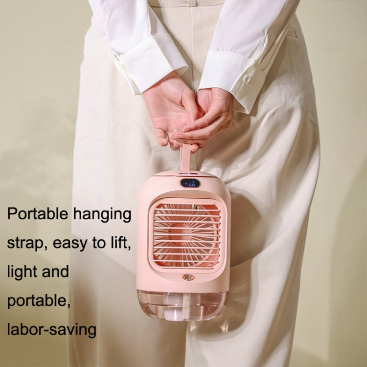 RD22 Rotating Humidification Fan Warm Light Atmosphere Light Automatic Shaking Head with Digital Display Air Cooler(Pink)
