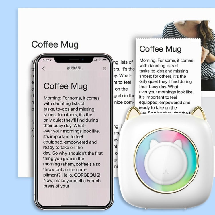 C23 Seven Colors Atmosphere Breathing Light Wireless Thermal Printer, Color: Blue+3 Rolls Color Paper