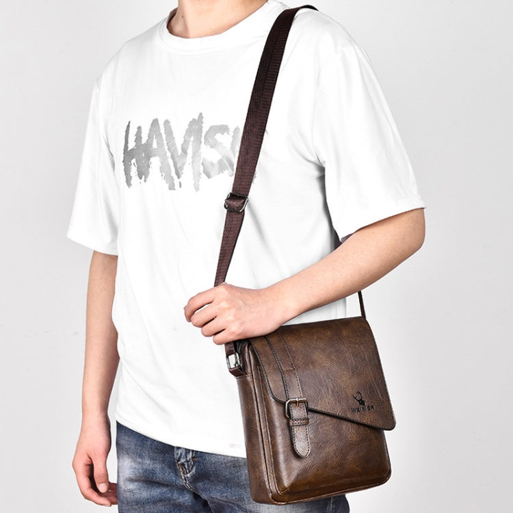 WEIXIER D266 Retro Crossbody Large Capacity Messenger Bag Shoulder Bag Tot Backpack(Dark Brown)
