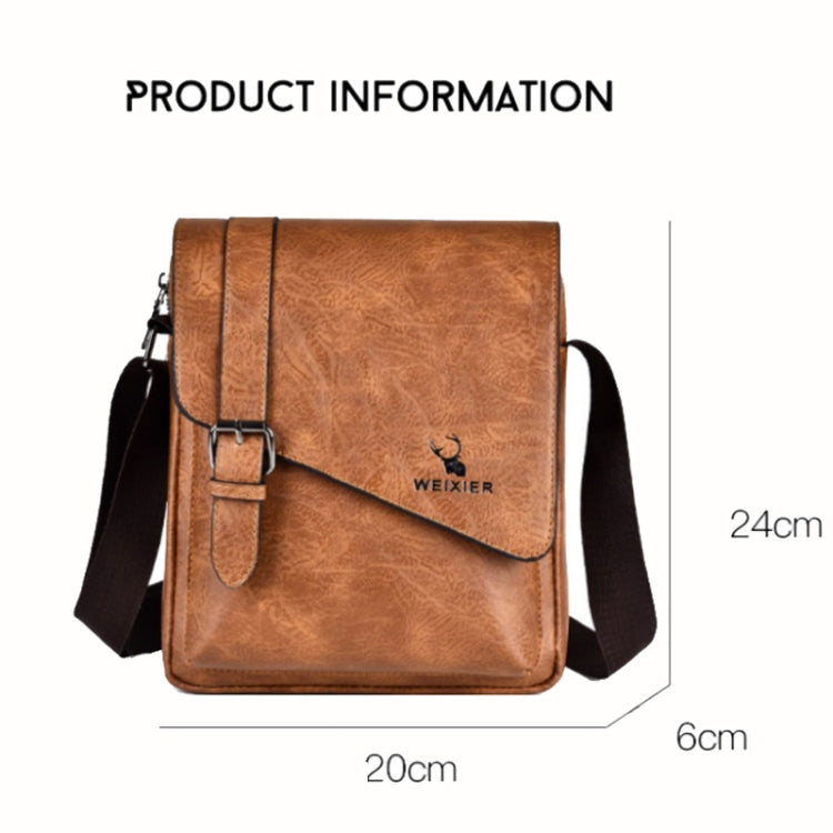 WEIXIER D266 Retro Crossbody Large Capacity Messenger Bag Shoulder Bag Tot Backpack(Dark Brown)