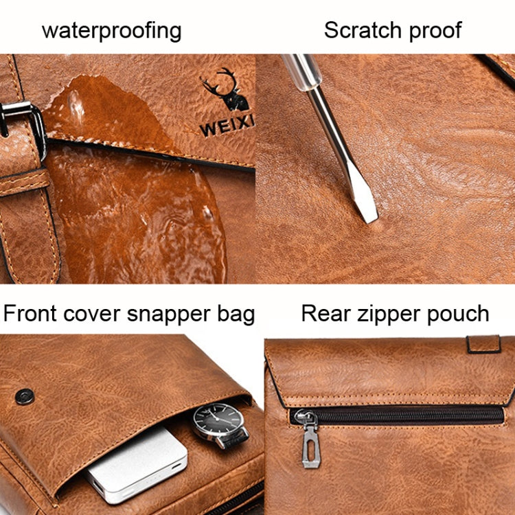 WEIXIER D266 Retro Crossbody Large Capacity Messenger Bag Shoulder Bag Tot Backpack(Dark Brown)