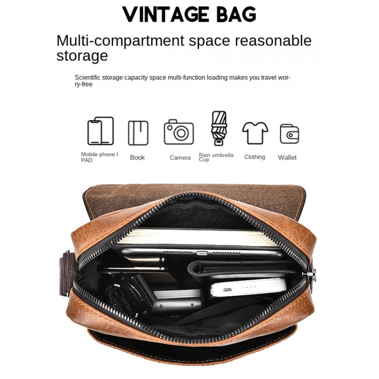 WEIXIER D266 Retro Crossbody Large Capacity Messenger Bag Shoulder Bag Tot Backpack(Dark Brown)