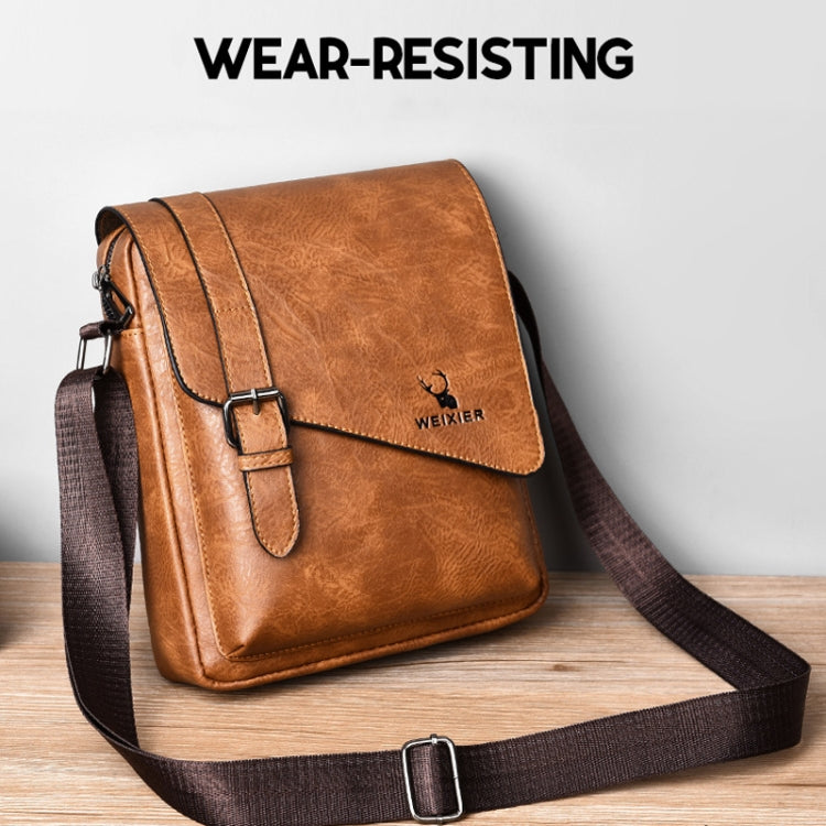 WEIXIER D266 Retro Crossbody Large Capacity Messenger Bag Shoulder Bag Tot Backpack(Dark Brown)