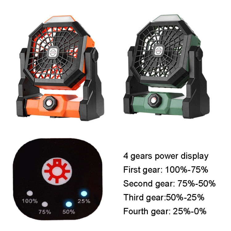 Outdoor Infinitely Variable Speed Portable Large Wind Charging Camping Lighting Fan(Black Orange)