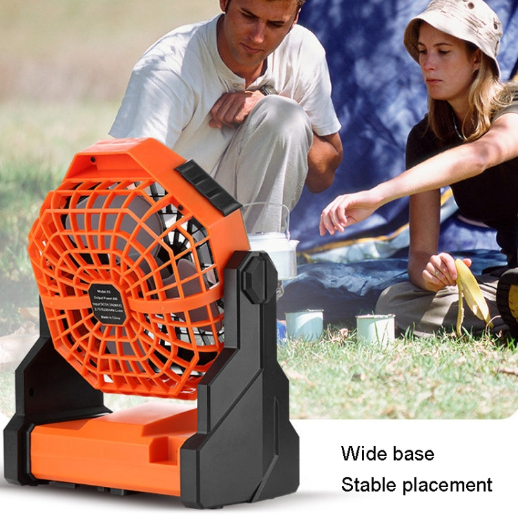 Outdoor Infinitely Variable Speed Portable Large Wind Charging Camping Lighting Fan(Black Orange)