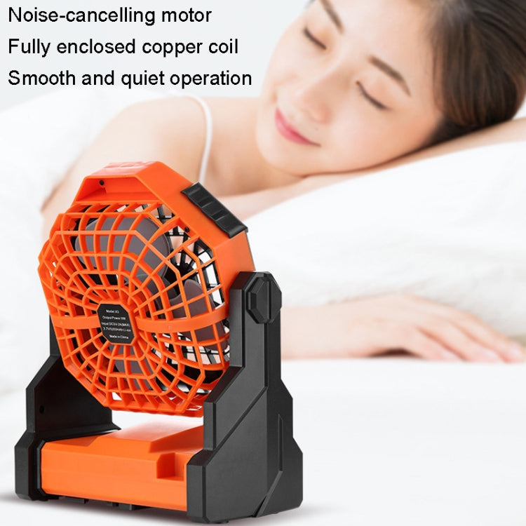 Outdoor Infinitely Variable Speed Portable Large Wind Charging Camping Lighting Fan(Black Orange)
