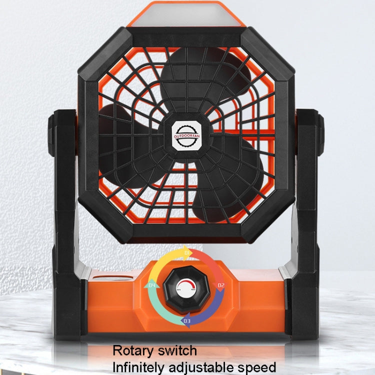 Outdoor Infinitely Variable Speed Portable Large Wind Charging Camping Lighting Fan(Black Orange)