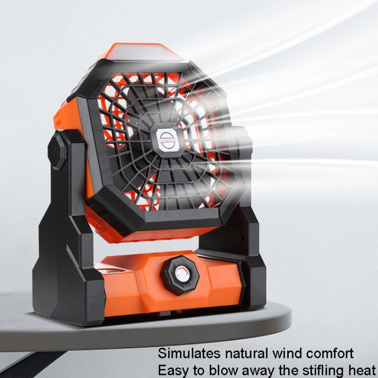 Outdoor Infinitely Variable Speed Portable Large Wind Charging Camping Lighting Fan(Black Orange)