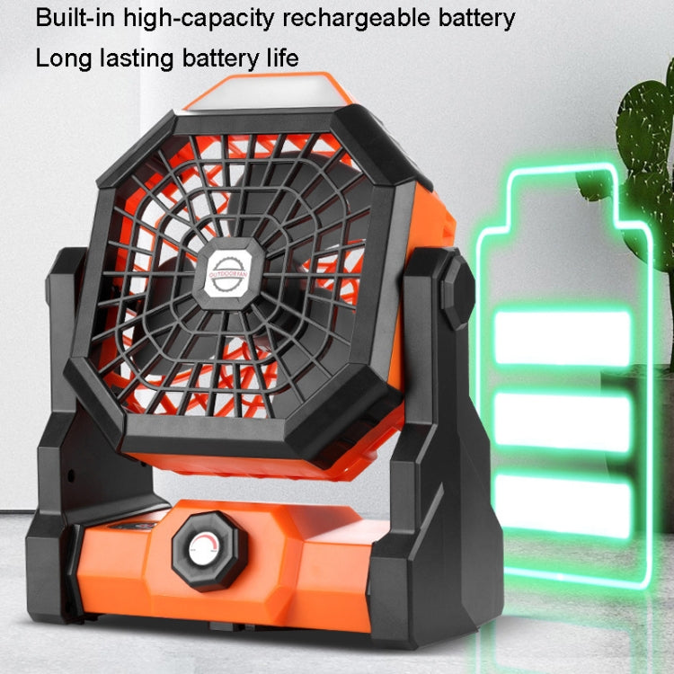 Outdoor Infinitely Variable Speed Portable Large Wind Charging Camping Lighting Fan(Black Orange)