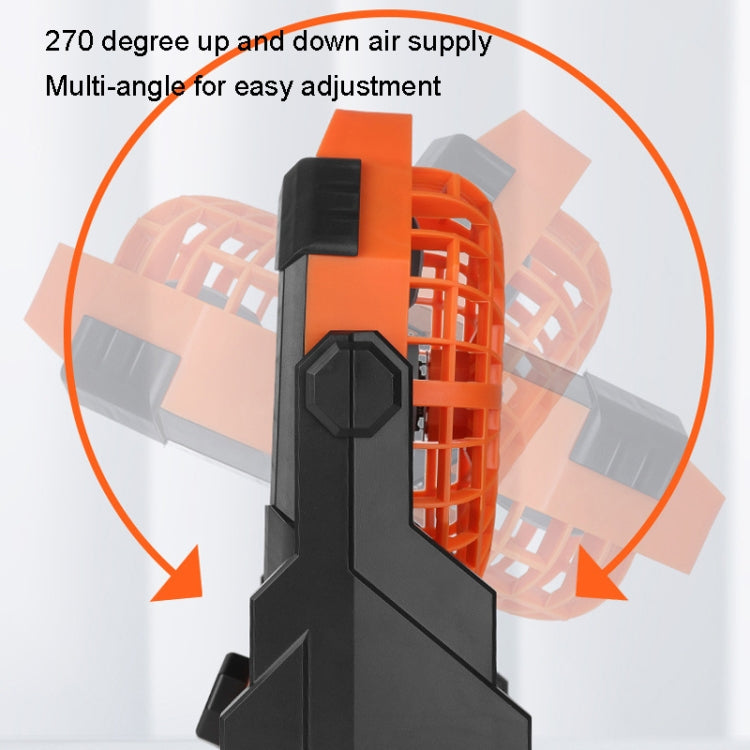 Outdoor Infinitely Variable Speed Portable Large Wind Charging Camping Lighting Fan(Black Orange)