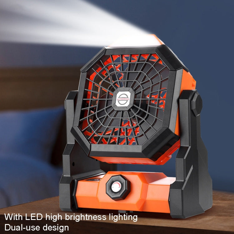 Outdoor Infinitely Variable Speed Portable Large Wind Charging Camping Lighting Fan(Black Orange)