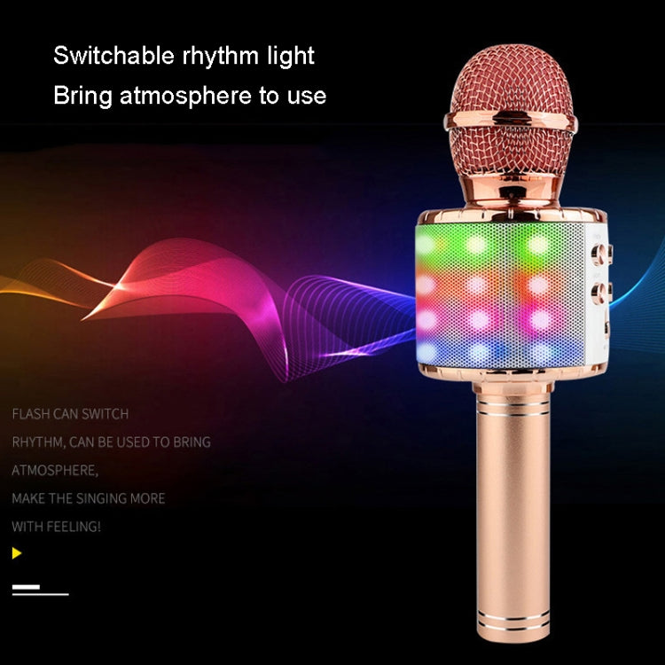 WS-858L LED Light Flashing Wireless Capacitance Microphone Comes With Audio Mobile Phone Bluetoon Live Microphone(Gold)