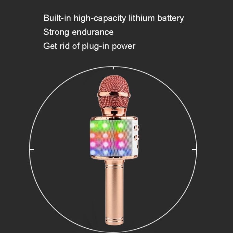 WS-858L LED Light Flashing Wireless Capacitance Microphone Comes With Audio Mobile Phone Bluetoon Live Microphone(Gold)